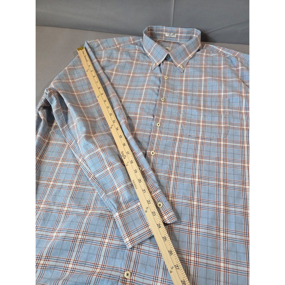 Peter Millar Shirt Mens 2 Extra Large Blue Plaid Golf Office Dress Wool Blend - Picture 8 of 8